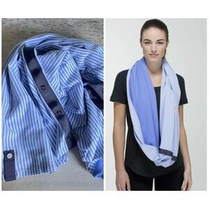 Lululemon Vinyasa Wrap Blue & White Striped Infinity Scarf OS